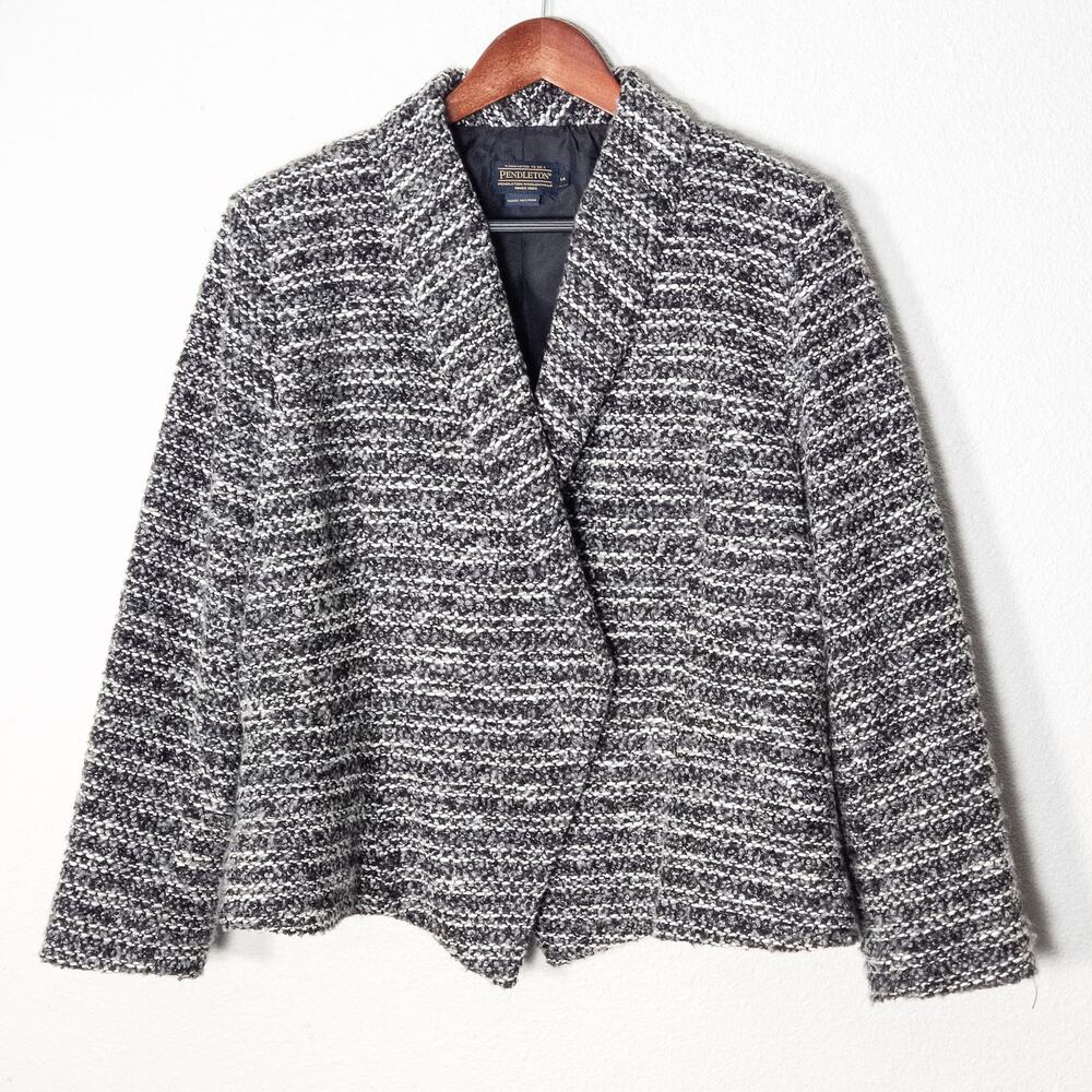 Pendleton Textured Knit Jacket Gray Size 14 Heritage Tailored Classic